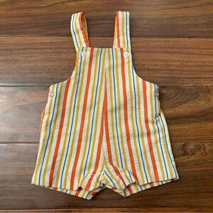 Healthtex vintage white/yellow/orange stripe overall shorts